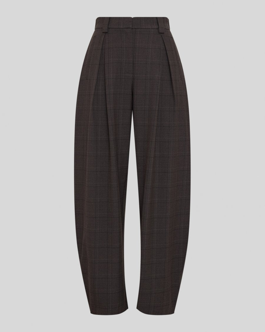 Mschjohnna Hw Barrel Pants Chk - Dark Brown Corn