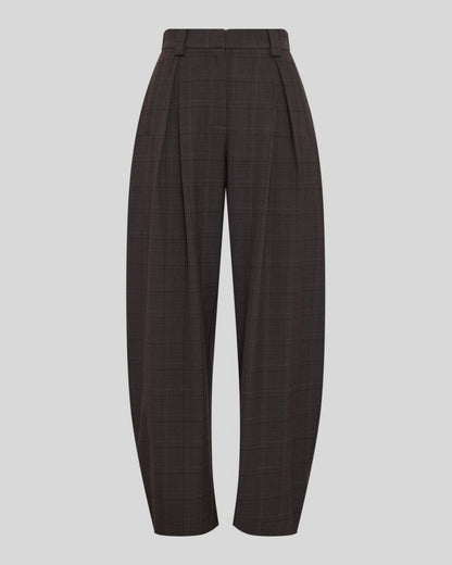Mschjohnna Hw Barrel Pants Chk - Dark Brown Corn