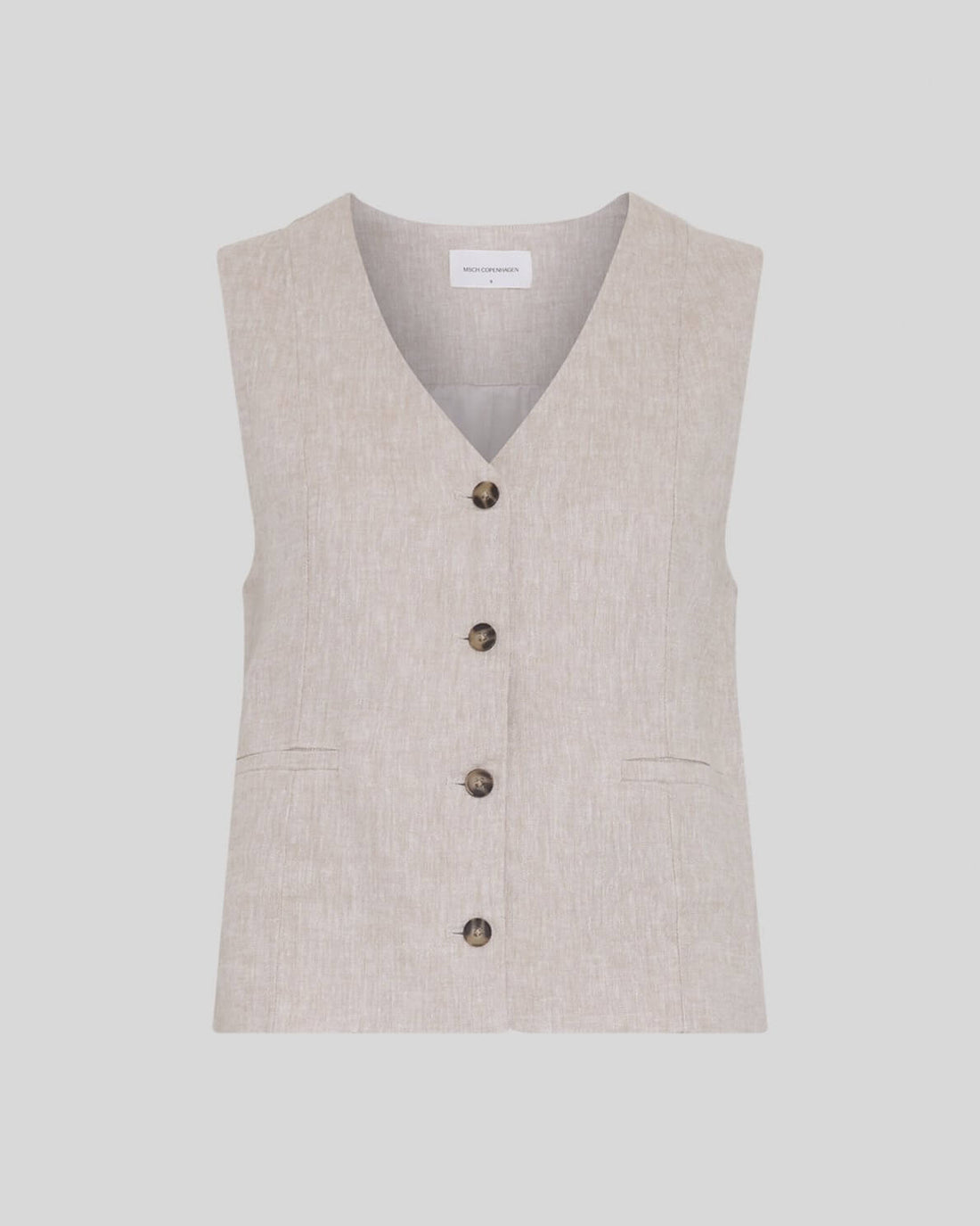 MSCHViana Ginia V Neck Waistcoat - Sand Melange