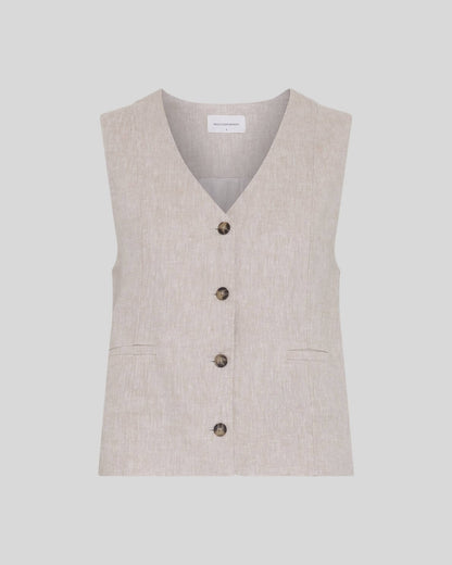 MSCHViana Ginia V Neck Waistcoat - Sand Melange
