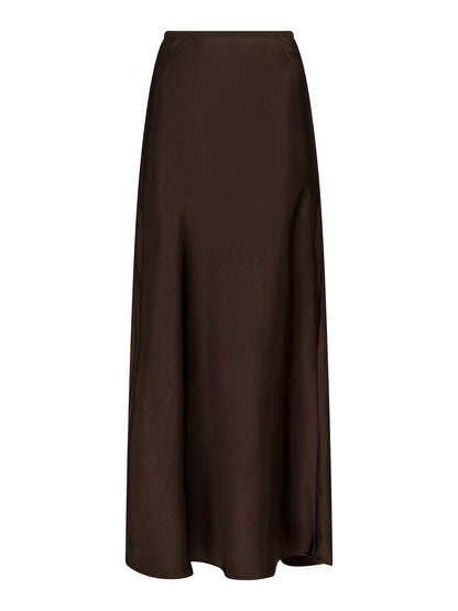 Vicky heavy sateen skirt - Dark Brown