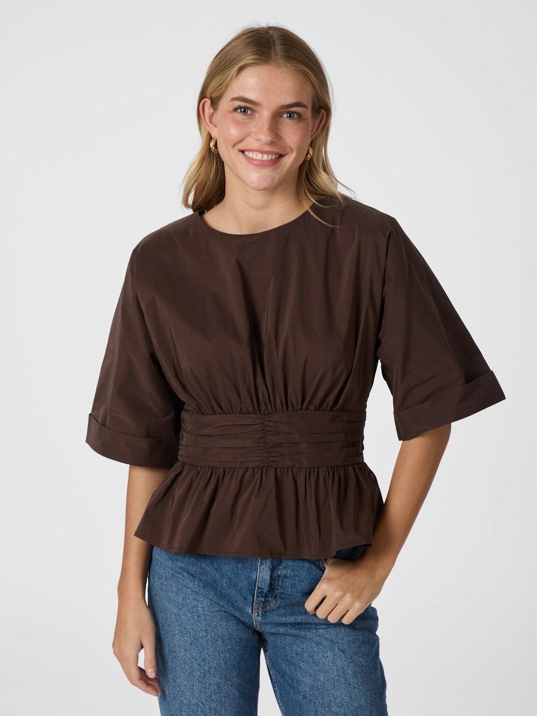 Annegret Poplin Blouse - Chocolate Brown