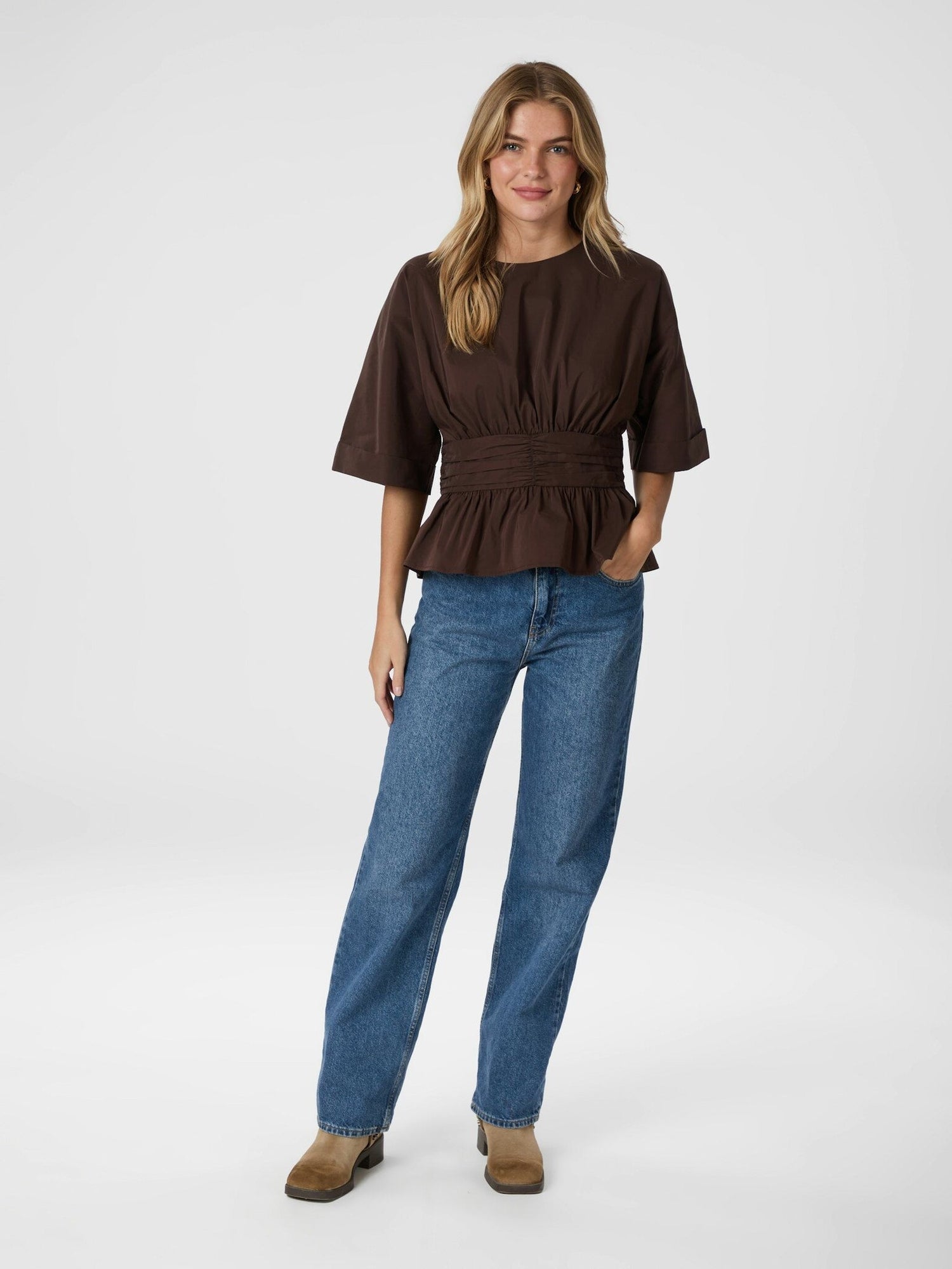 Annegret Poplin Blouse - Chocolate Brown