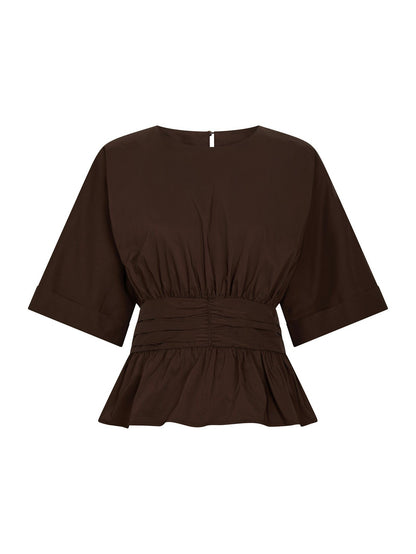 Annegret Poplin Blouse - Chocolate Brown