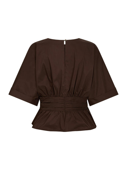 Annegret Poplin Blouse - Chocolate Brown