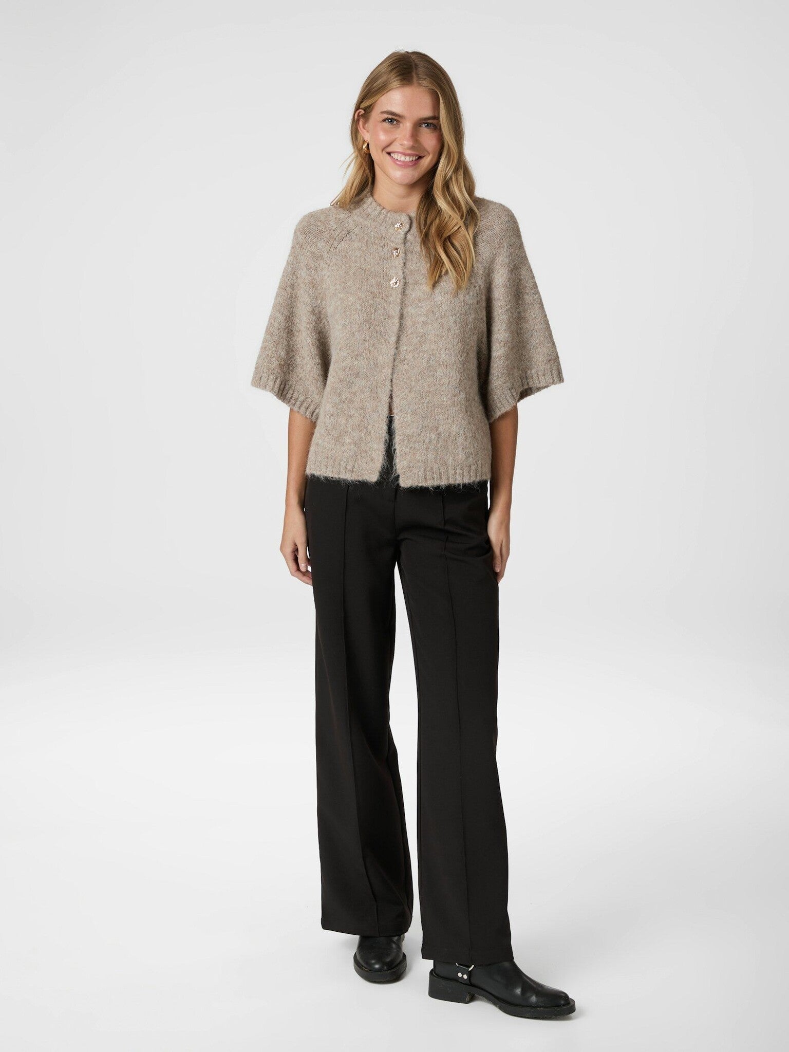 Benuta Fluffy Knit Cardigan - Beige Melange