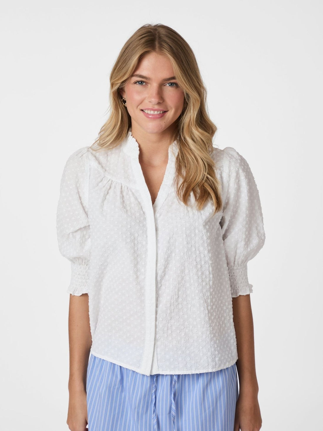 Diana B Dobby Blouse - White