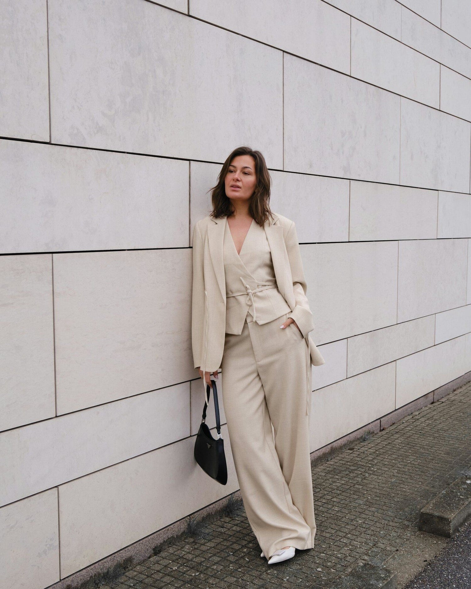 Emmet Melange Pants - Beige Melange