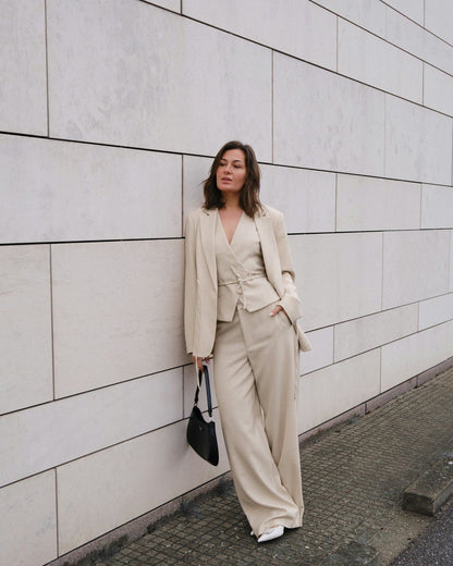 Emmet Melange Pants - Beige Melange