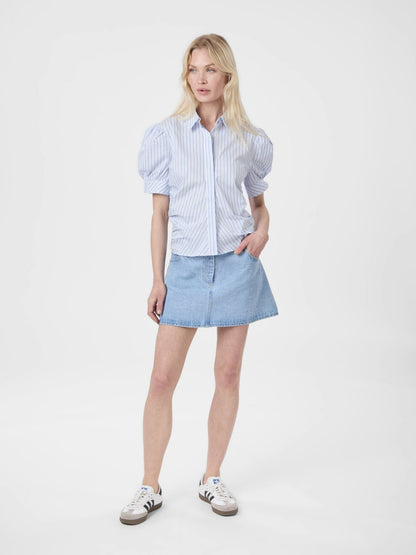 Frannie Stripe Shirt - White Light Blue