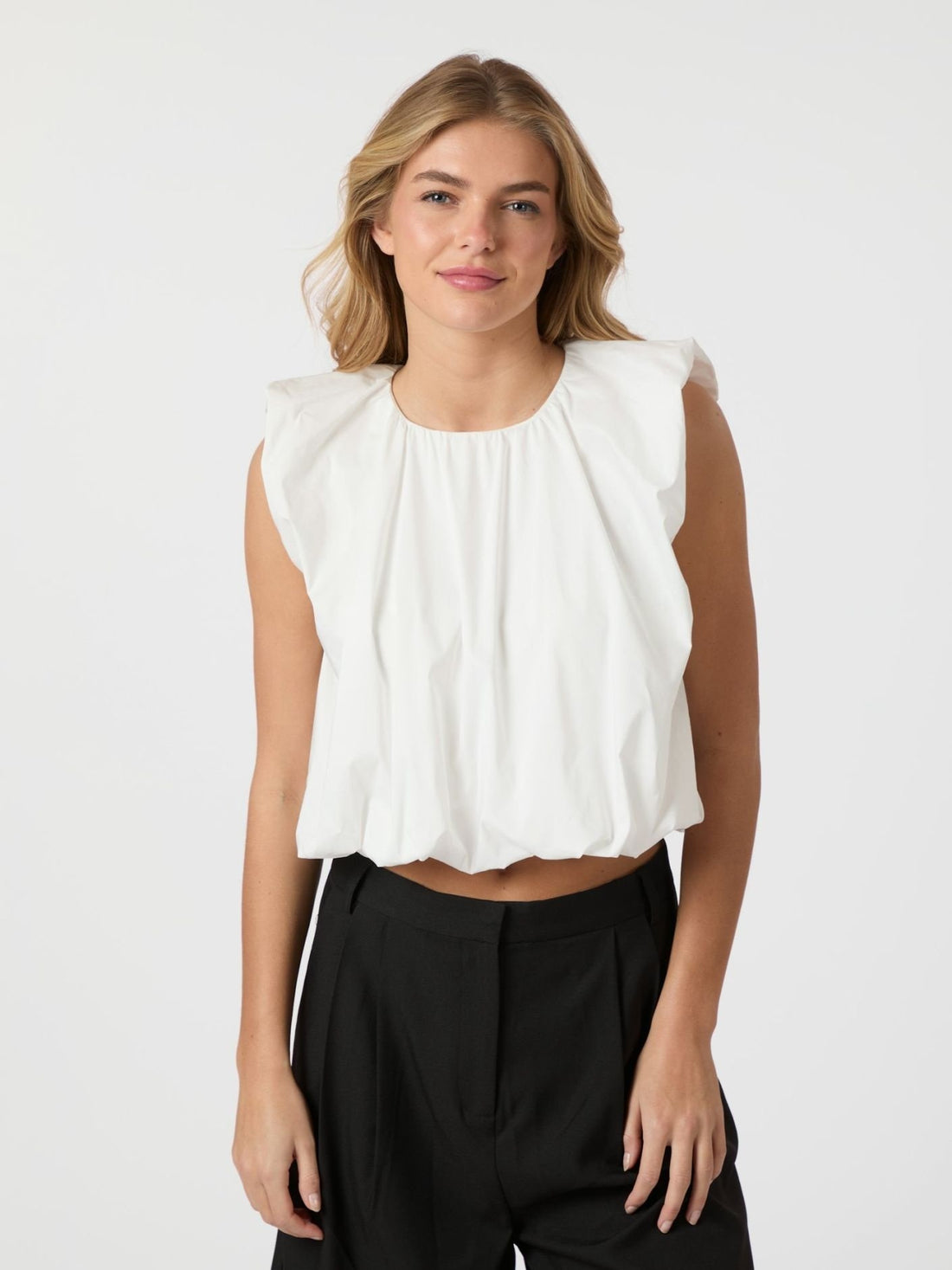 Ivania Poplin Top - White