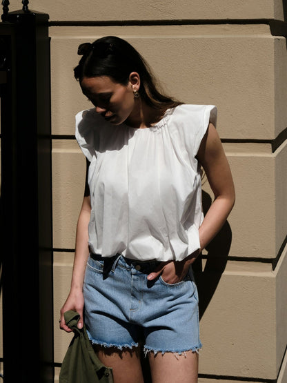 Ivania Poplin Top - White
