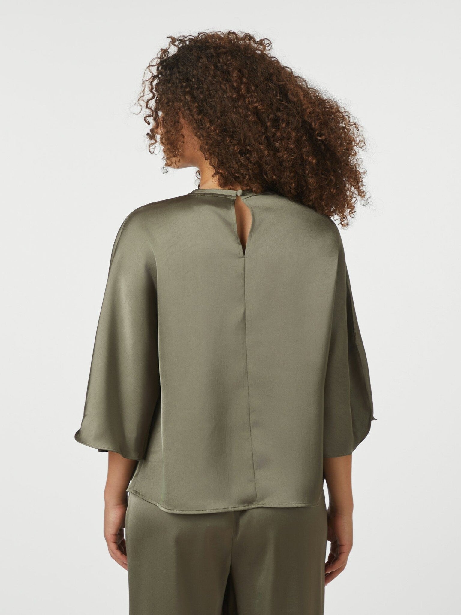Liora Heavy Sateen Blouse - Cold Army