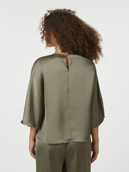 Liora Heavy Sateen Blouse - Cold Army