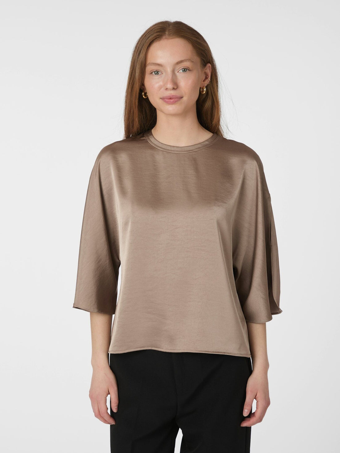 Liora Heavy Sateen Blouse - Dark taupe