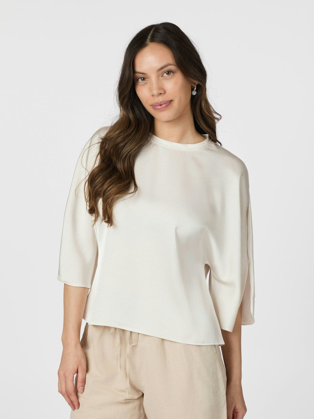 Liora Heavy Sateen Blouse - Pearl
