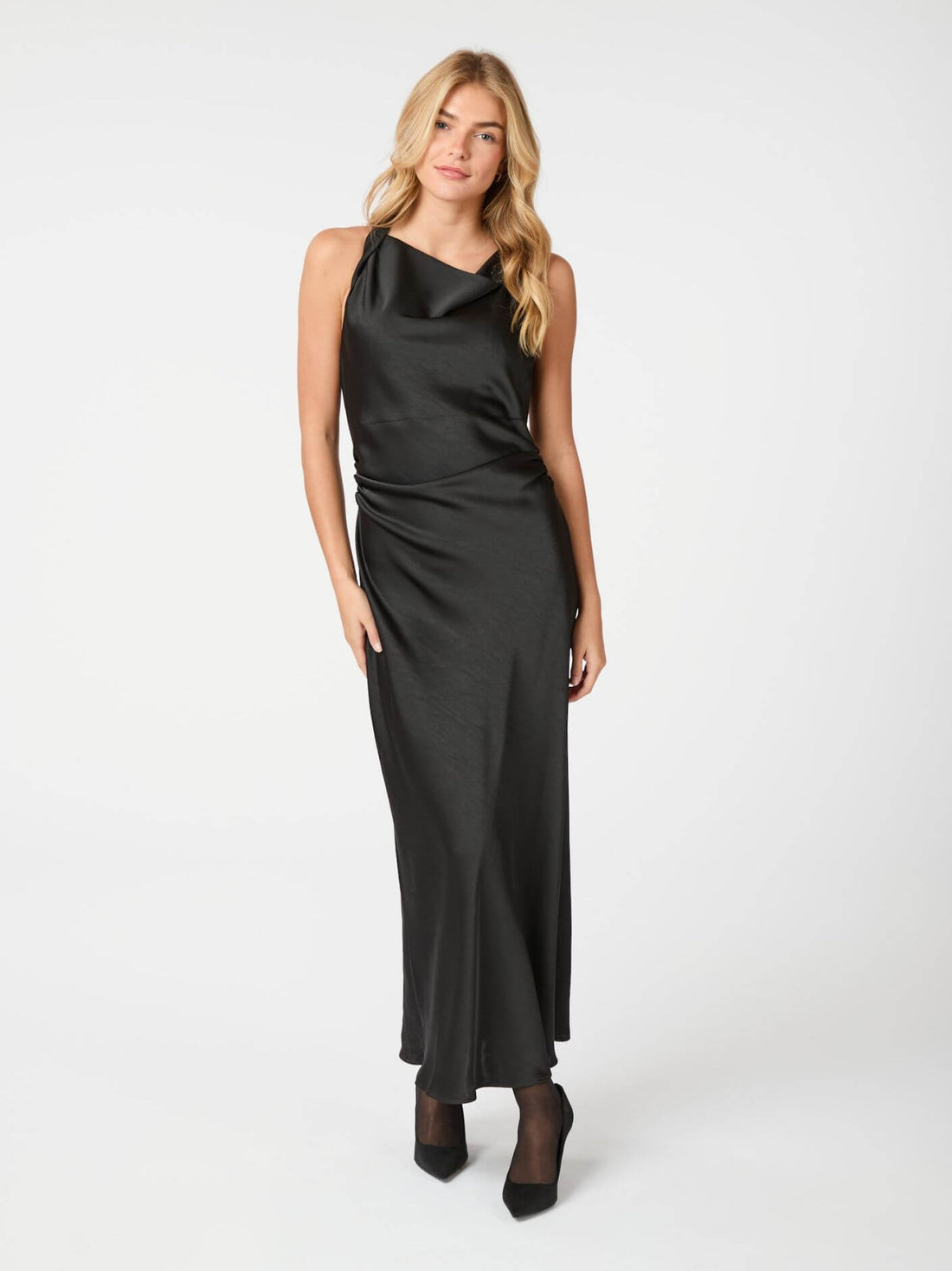 Rima Heavy Sateen Dress - Black
