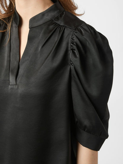 Roella Heavy Sateen Blouse - Black