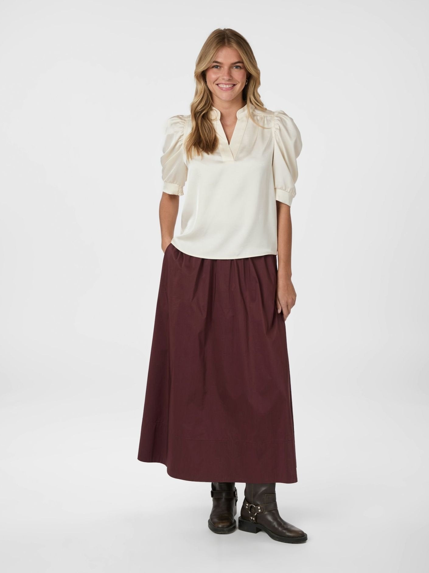 Roella Heavy Sateen Blouse - Pearl