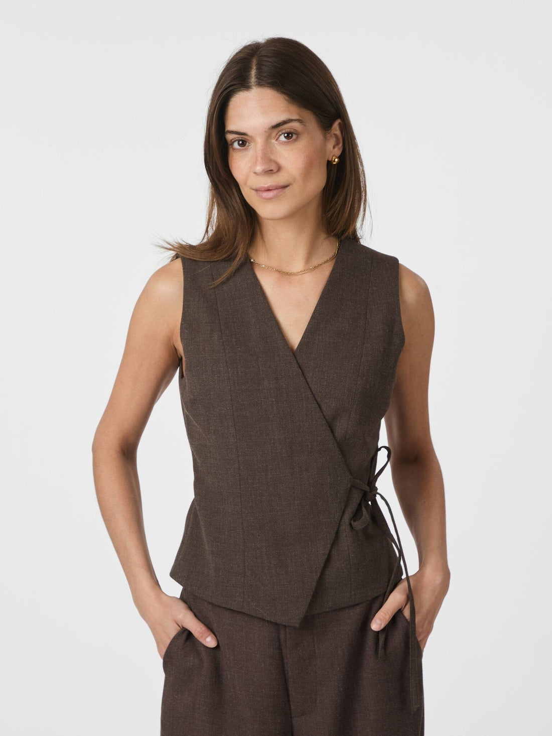Samara Melange Waistcoat - Brown Melange