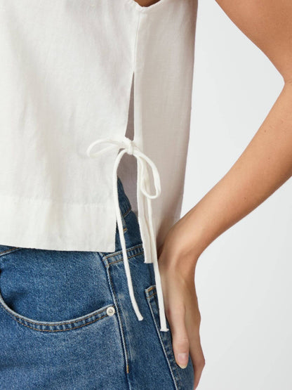 svetlana linen top - White