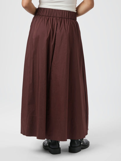 Yara Long Poplin Skirt - Burgundy