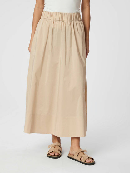 Yara Long Poplin Skirt - Dark Sand