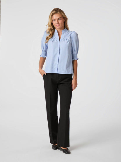 Diana B Stripe Stone Blouse - Light Blue