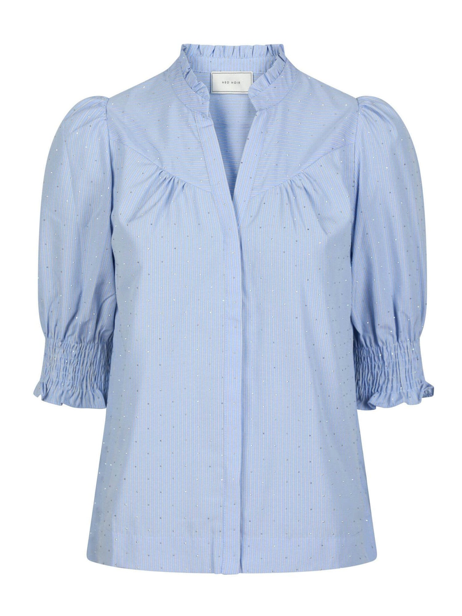 Diana B Stripe Stone Blouse - Light Blue