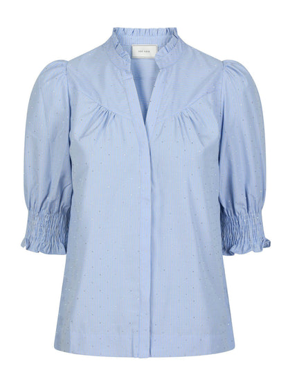 Diana B Stripe Stone Blouse - Light Blue