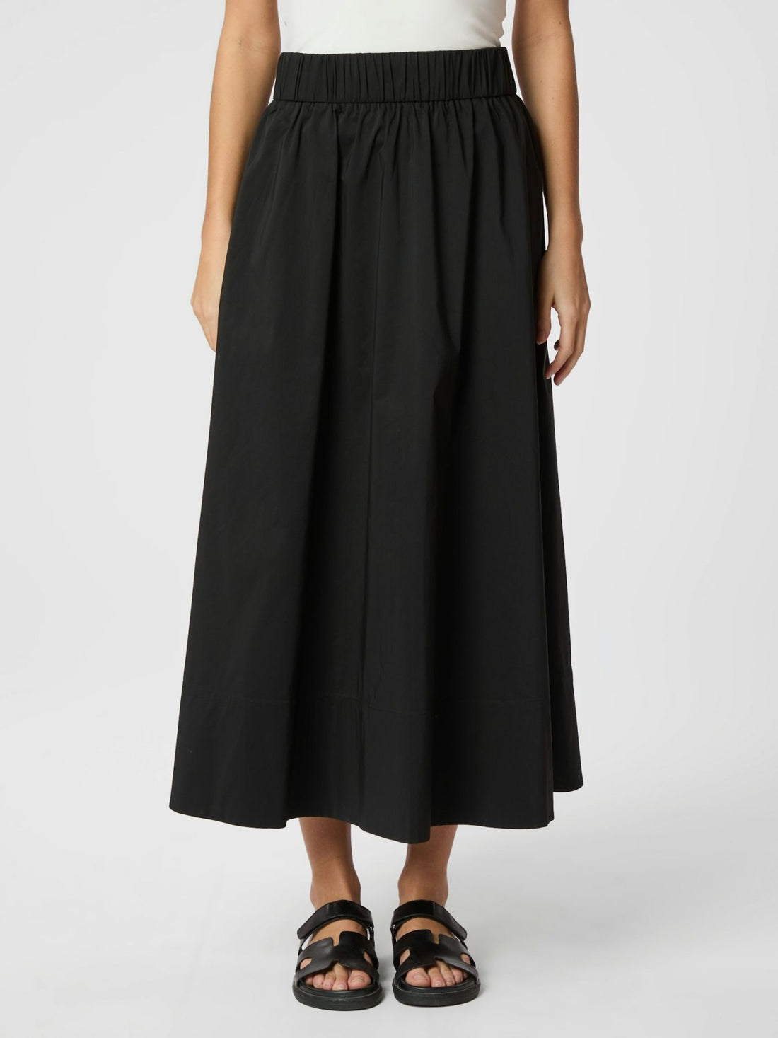 Yara Long Poplin Skirt - Black