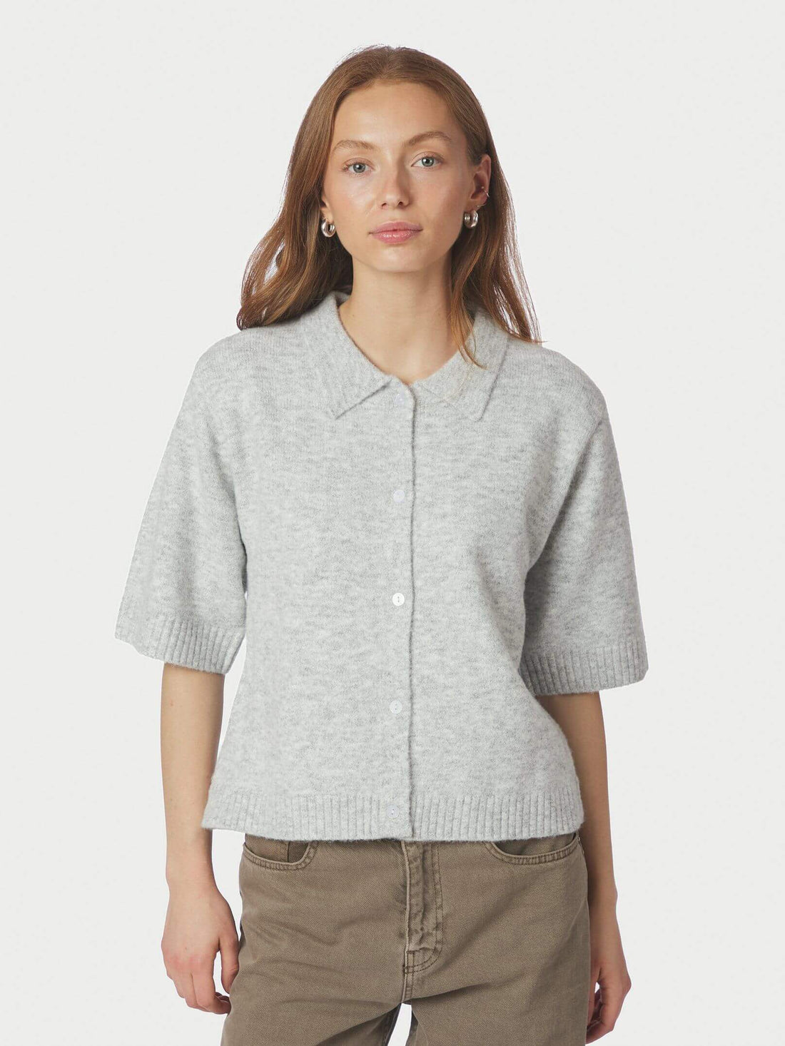 Cunna Knit Blouse - Light Grey Melange