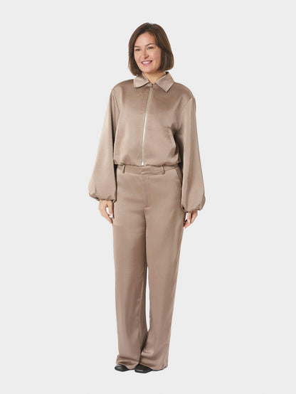 Denielle Heavy Sateen Jacket - Dark Taupe