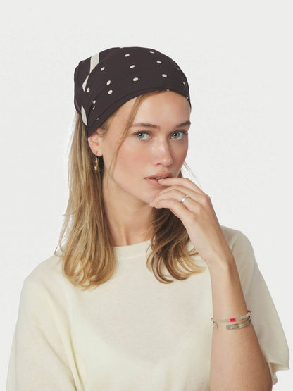 Judy dot Scarf - Dark brown