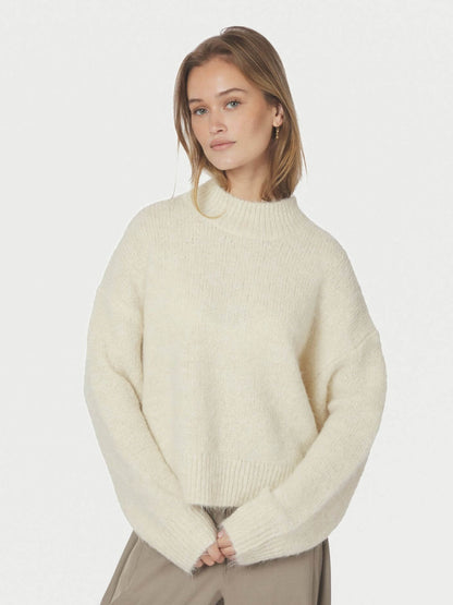 Paulina Fluffy Knit Blouse - Offwhite