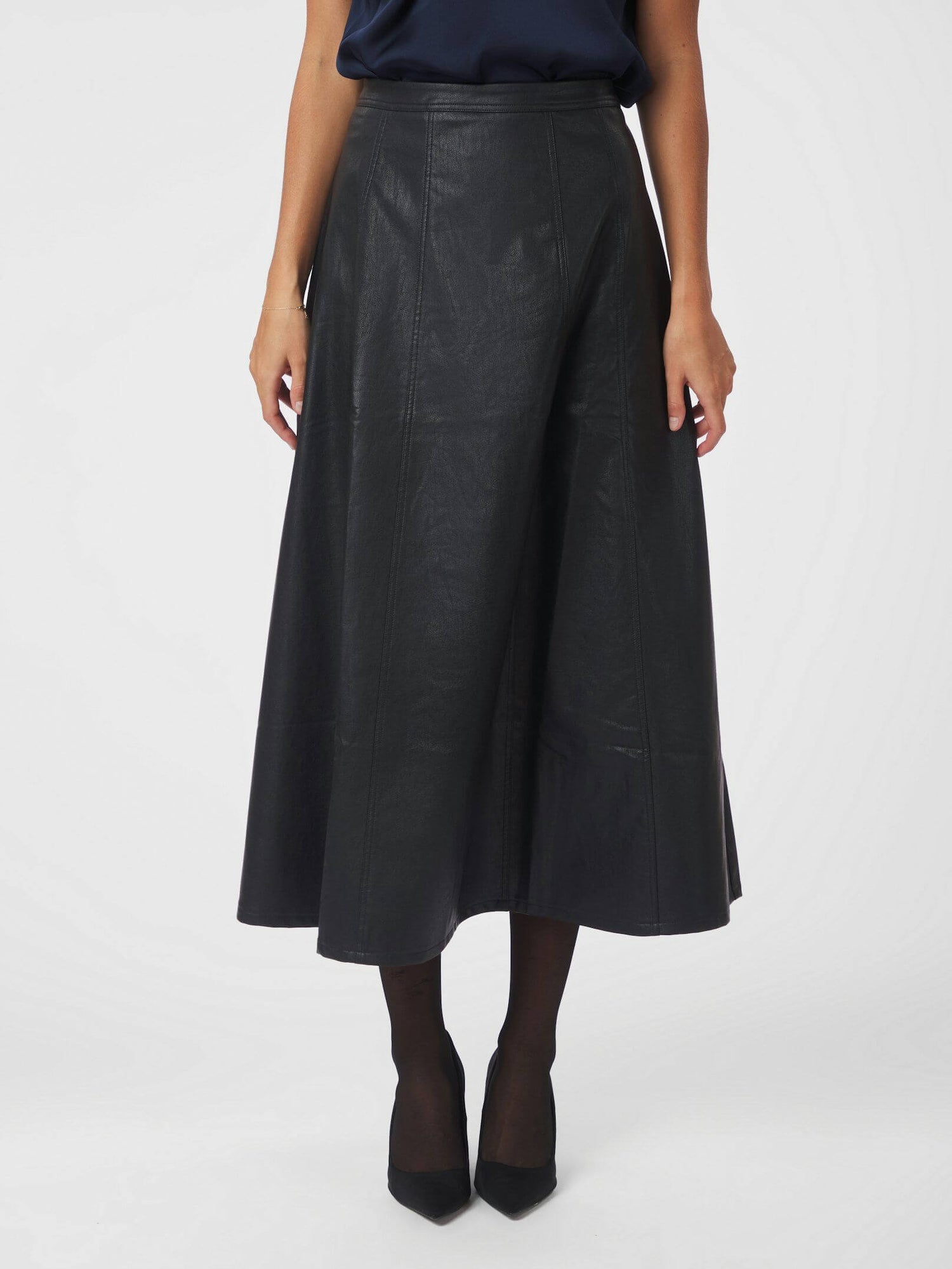 Raya Faux Leather Skirt - Black