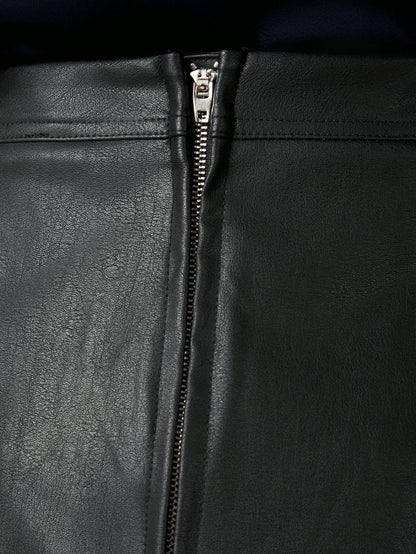 Raya Faux Leather Skirt - Black