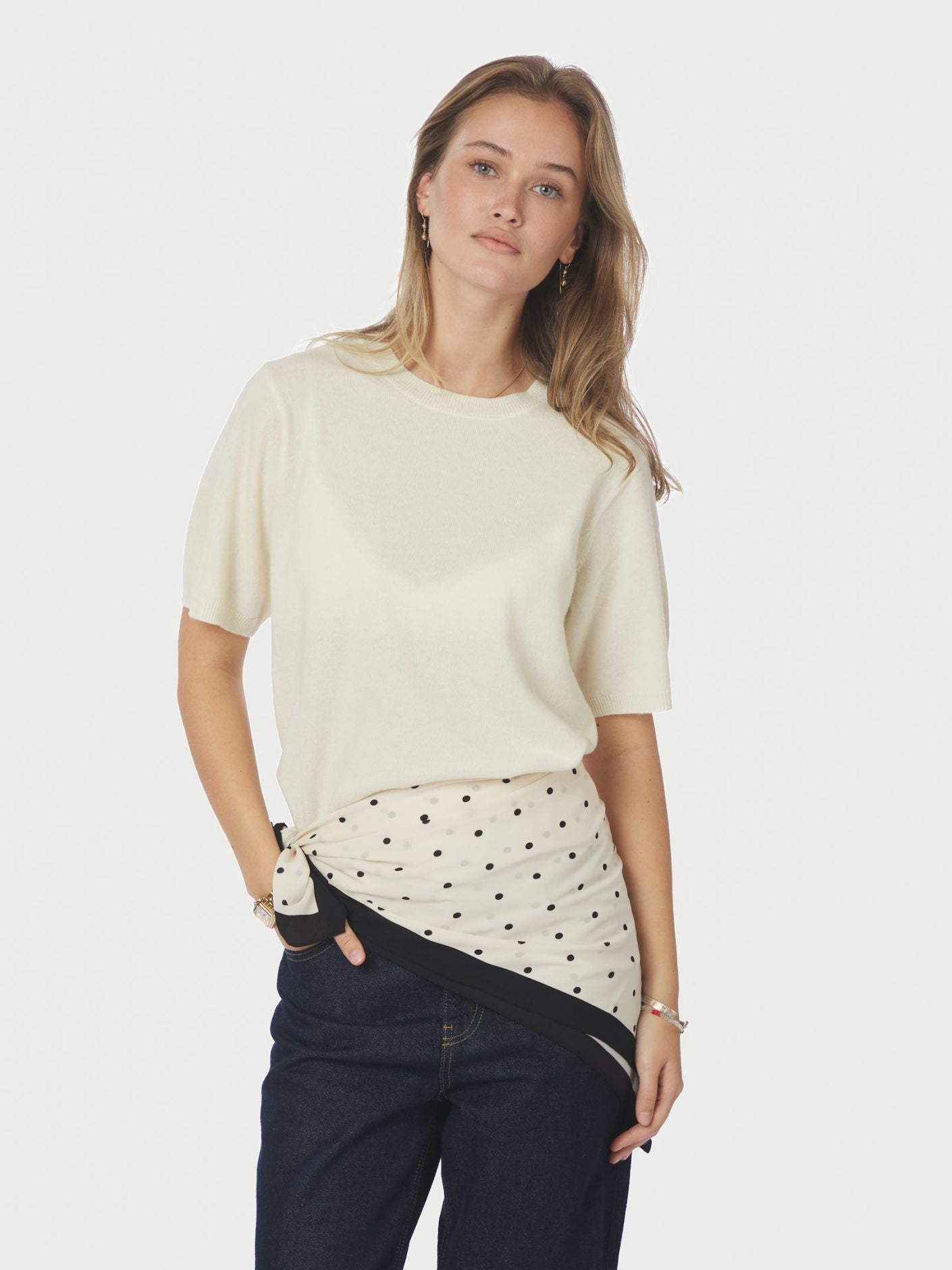 Tamma big dot scarf - Off white