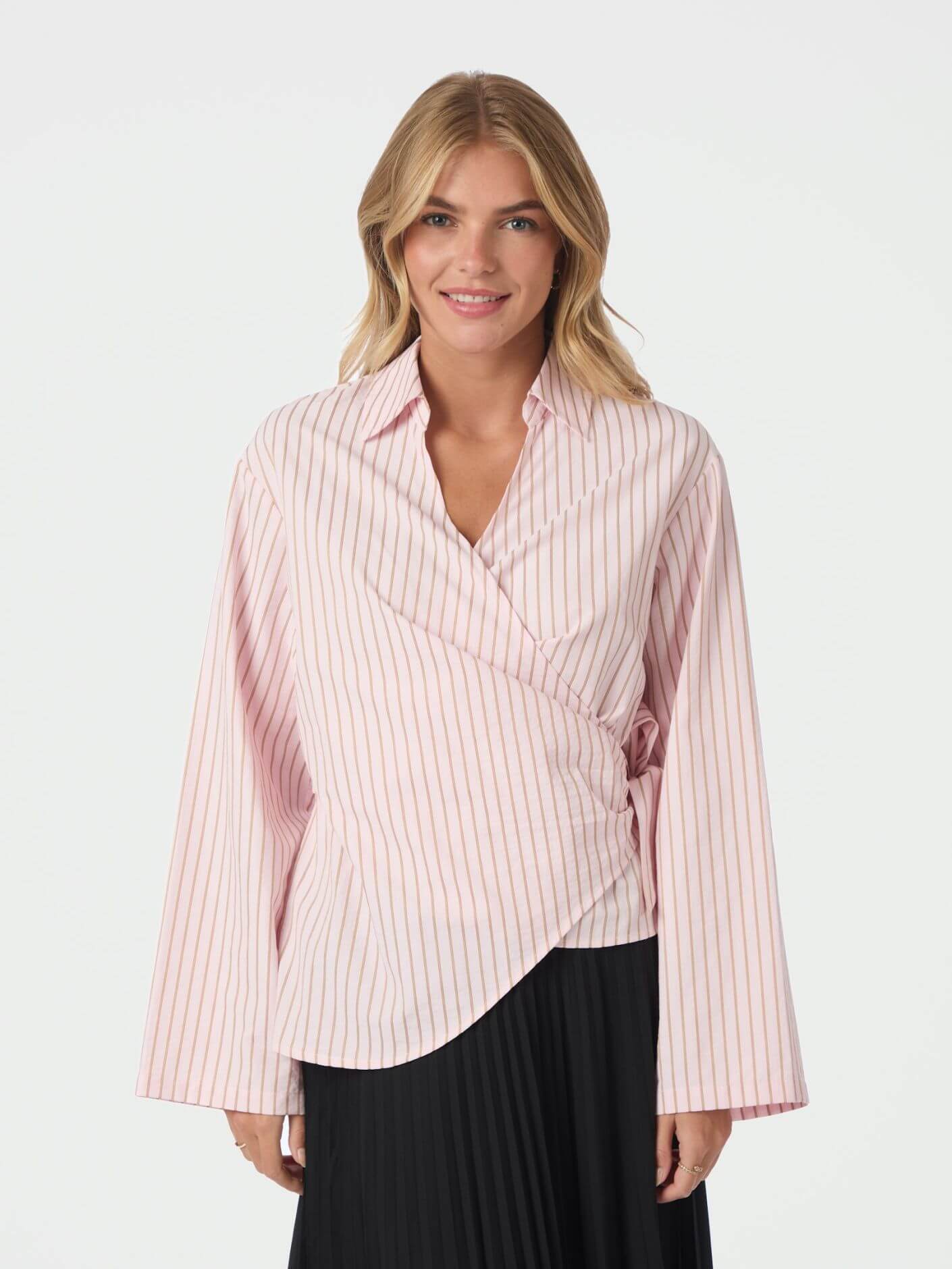 Tifuna Stripe Wrap Shirt - Light pink