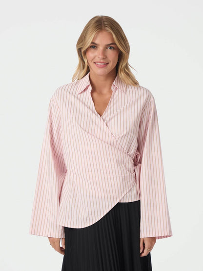 Tifuna Stripe Wrap Shirt - Light pink
