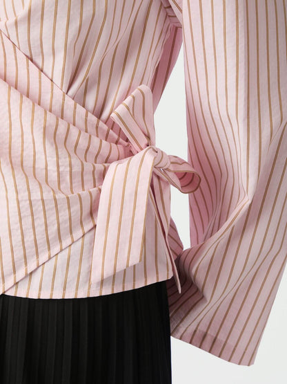 Tifuna Stripe Wrap Shirt - Light pink