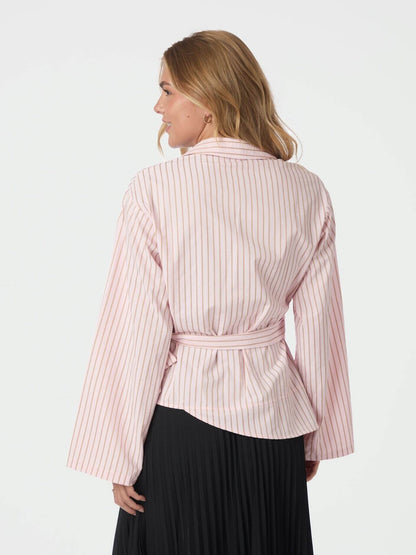 Tifuna Stripe Wrap Shirt - Light pink