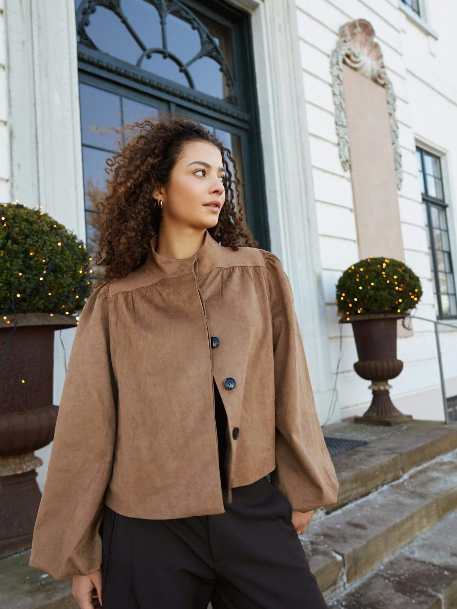 Tirsa Faux Suede Jacket - Cognac