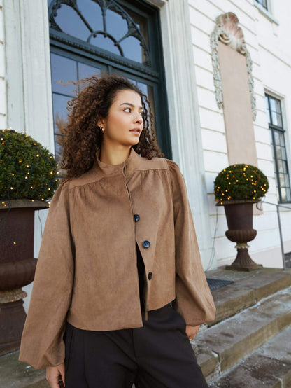 Tirsa Faux Suede Jacket - Cognac