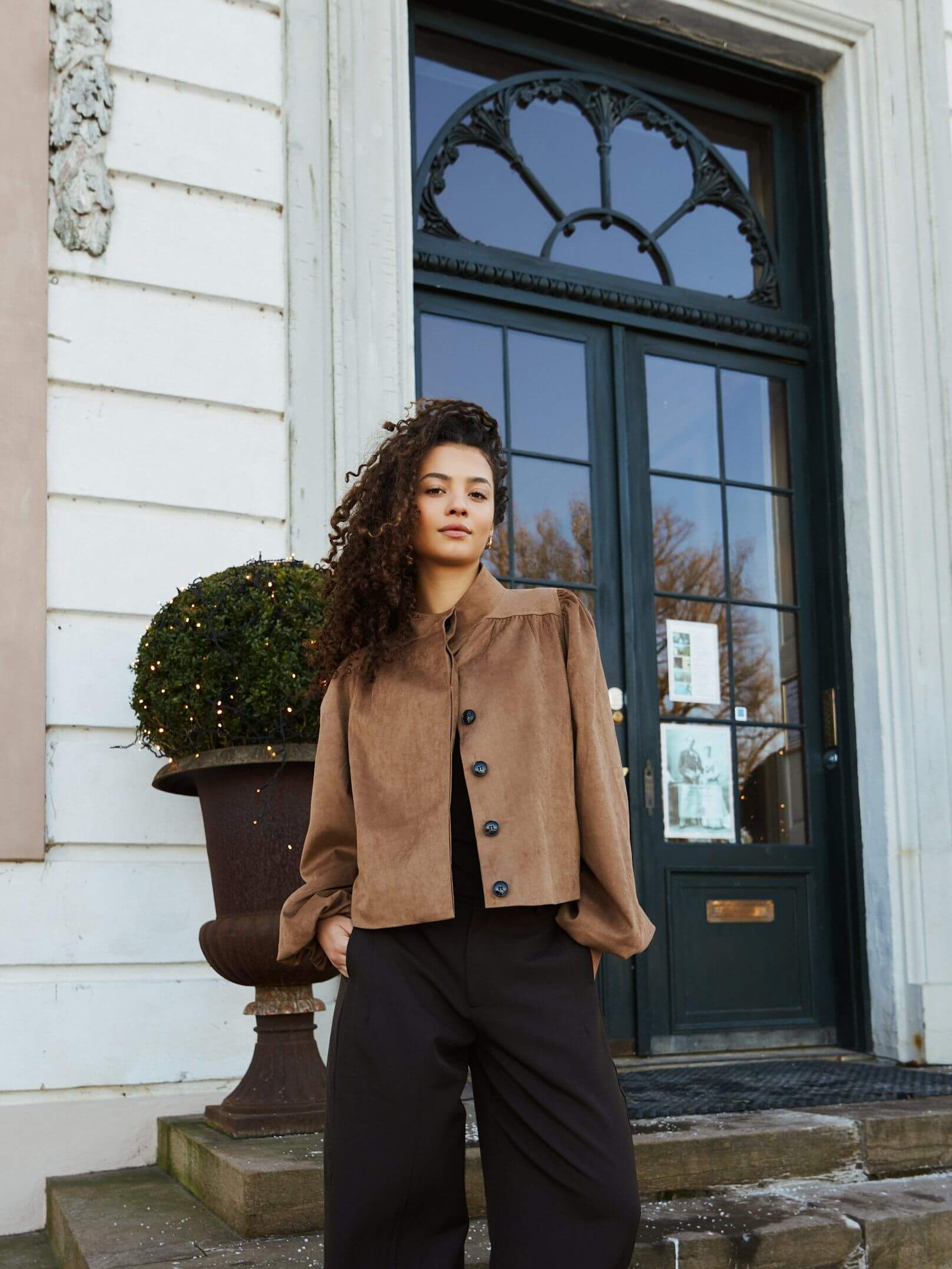 Tirsa Faux Suede Jacket - Cognac