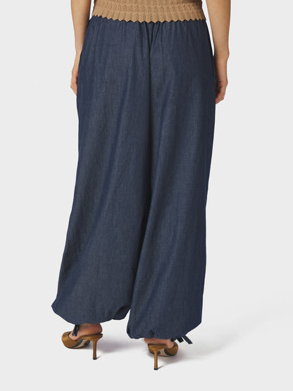 Roxane Balloon Denim Pants - Blue