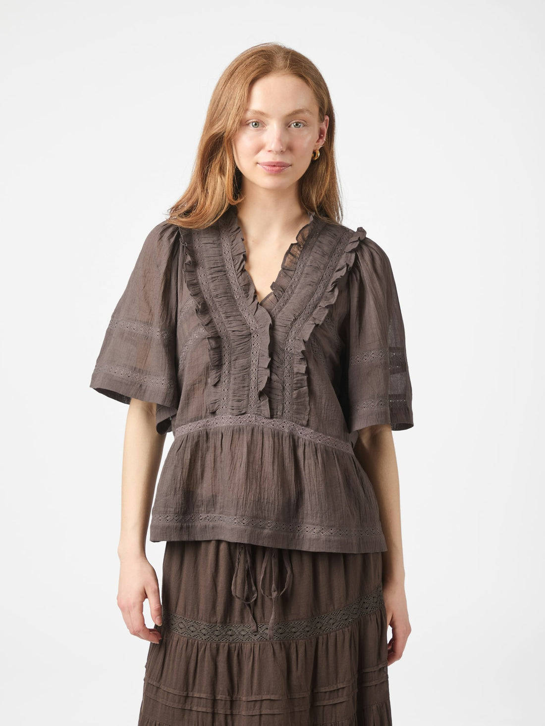 Evienne S Voile Top - Dark Brown