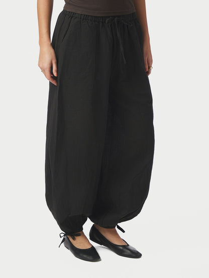 Roxane Balloon Linen Pants - Black