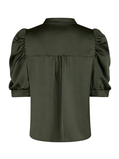 Roella Heavy Sateen Blouse - Deep Green