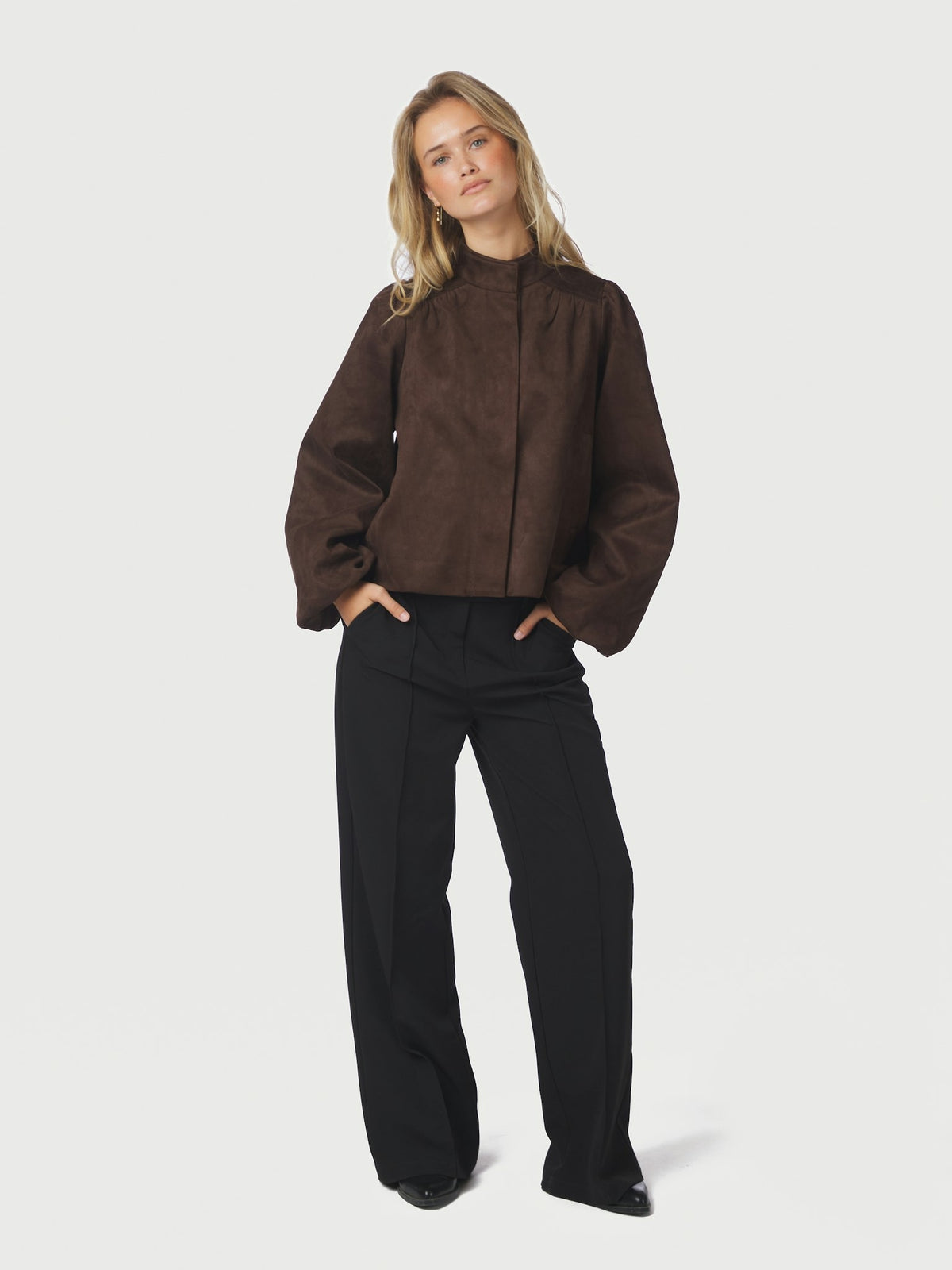 Tirsa Faux Suede Jacket - Dark Brown